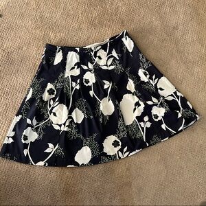 Talbots Navy and White with Green accents A-Line Skirt